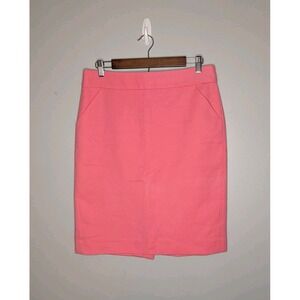 J. Crew Skirt‎ Womens Size 8 Pink Pencil Straight Skirt Salmon Coral Midi - Flaw